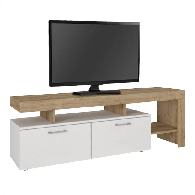 Έπιπλο τηλεόρασης Acnes Megapap χρώμα λευκό - sapphire oak 160x40x53εκ.
