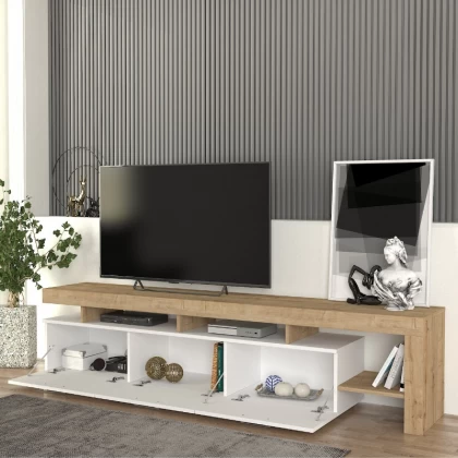 Έπιπλο τηλεόρασης Acnes Megapap χρώμα λευκό - sapphire oak 220x40x52εκ. Έπιπλο τηλεόρασης Acnes Megapap χρώμα λευκό - sapphire oak 220x40x52εκ.