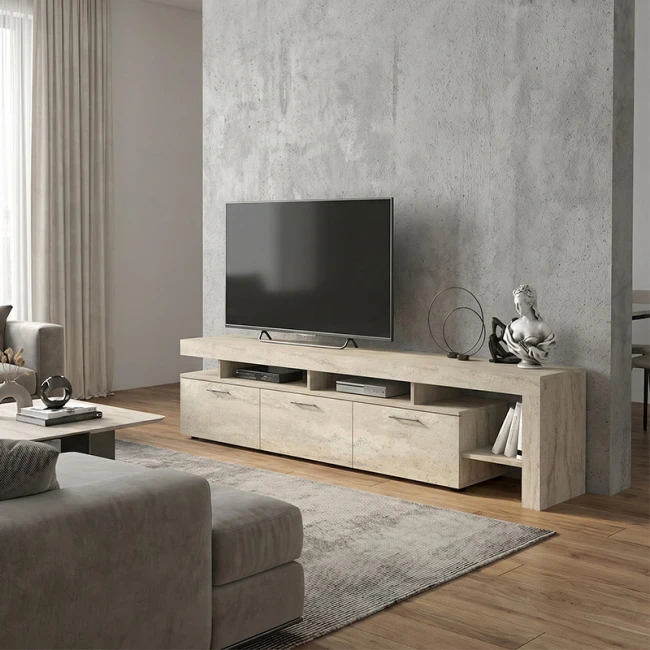 Έπιπλο τηλεόρασης Acnes Megapap χρώμα travertine 220x40x52εκ.