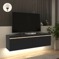 Έπιπλο τηλεόρασης επιτοίχιο Morel Megapap με LED χρώμα μαύρο 140x41,8x40εκ.