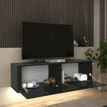 Έπιπλο τηλεόρασης επιτοίχιο Morel Megapap με LED χρώμα μαύρο 140x41,8x40εκ.