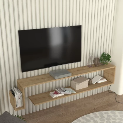 Έπιπλο τηλεόρασης επιτοίχιο Regnar Megapap χρώμα sapphire oak 168,6x25x31,8εκ. Έπιπλο τηλεόρασης επιτοίχιο Regnar Megapap χρώμα sapphire oak 168,6x25x31,8εκ.