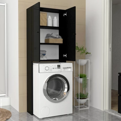 Έπιπλο πλυντηρίου Romme Megapap χρώμα μαύρο 65x27,1x180εκ. Έπιπλο πλυντηρίου Romme Megapap χρώμα μαύρο 65x27,1x180εκ.