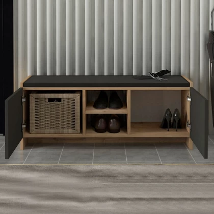Παπουτσοθήκη Verly Megapap χρώμα sapphire oak - ανθρακί 110x33,2x43εκ. Παπουτσοθήκη Verly Megapap χρώμα sapphire oak - ανθρακί 110x33,2x43εκ.