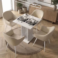 Τραπέζι Allos Megapap χρώμα λευκό εφέ μαρμάρου 75x75x77εκ.