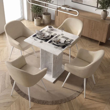 Τραπέζι Allos Megapap χρώμα λευκό εφέ μαρμάρου 75x75x77εκ.