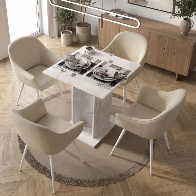 Τραπέζι Allos Megapap χρώμα λευκό εφέ μαρμάρου 75x75x77εκ.