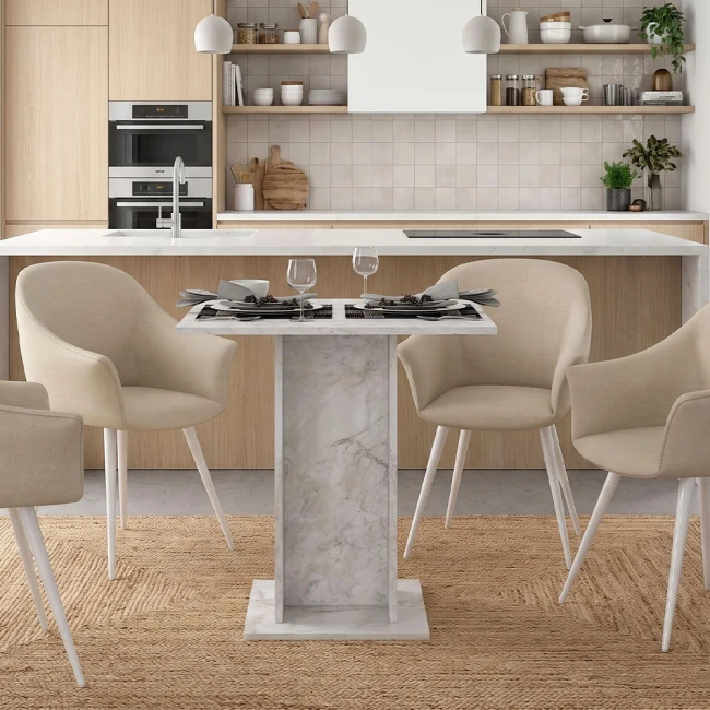 Τραπέζι Allos Megapap χρώμα λευκό εφέ μαρμάρου 75x75x77εκ.