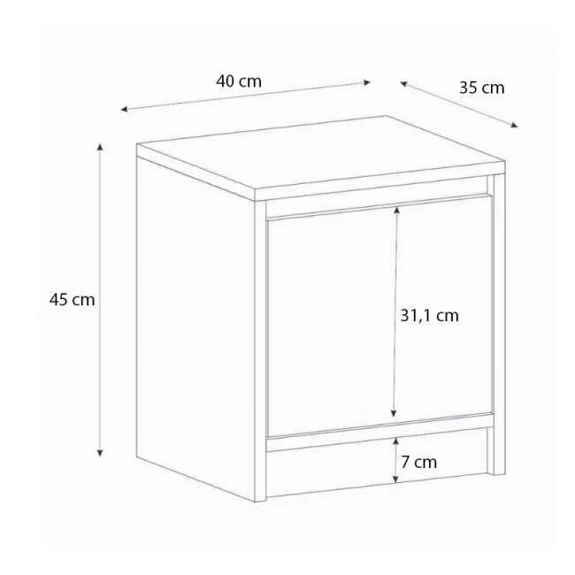 Κομοδίνο Conve Megapap χρώμα λευκό 40x35x45εκ.