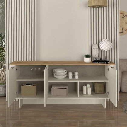 Μπουφές Bohema Megapap χρώμα ivory - sepet oak 180x47x76,6εκ. Μπουφές Bohema Megapap χρώμα ivory - sepet oak 180x47x76,6εκ.
