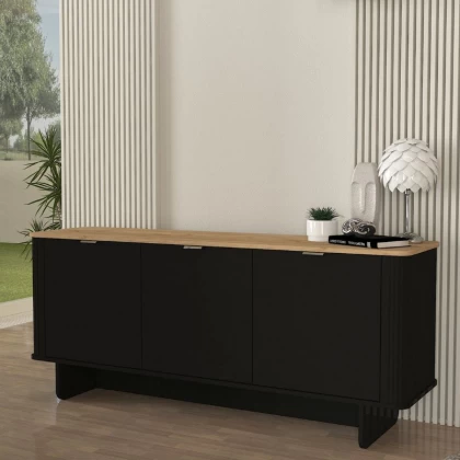 Μπουφές Bohema Megapap χρώμα μαύρο - sepet oak 180x47x76,6εκ.