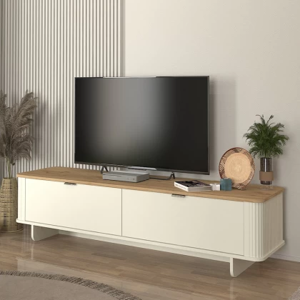 Έπιπλο τηλεόρασης Bohema Megapap χρώμα ivory - sepet oak 180x47x45,6εκ. Έπιπλο τηλεόρασης Bohema Megapap χρώμα ivory - sepet oak 180x47x45,6εκ.