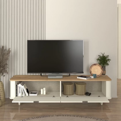 Έπιπλο τηλεόρασης Bohema Megapap χρώμα ivory - sepet oak 180x47x45,6εκ. Έπιπλο τηλεόρασης Bohema Megapap χρώμα ivory - sepet oak 180x47x45,6εκ.