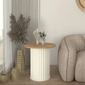 Τραπεζάκι βοηθητικό Bohema Megapap χρώμα ivory - sepet oak Ø50x53,2εκ.