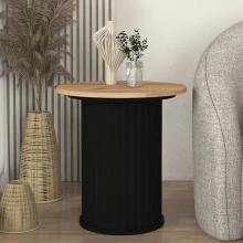 Τραπεζάκι βοηθητικό Bohema Megapap χρώμα μαύρο - sepet oak Ø50x53,2εκ.
