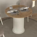 Τραπέζι Bohema Megapap χρώμα ivory - sepet oak Ø90x77,7εκ. Τραπέζι Bohema Megapap χρώμα ivory - sepet oak Ø90x77,7εκ.