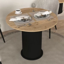 Τραπέζι Bohema Megapap χρώμα μαύρο - sepet oak Ø90x77,7εκ.