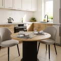 Τραπέζι Bohema Megapap χρώμα μαύρο - sepet oak Ø90x77,7εκ.