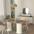 Τραπέζι Bohema Megapap χρώμα ivory - sepet oak 180x90x77,7εκ. Τραπέζι Bohema Megapap χρώμα ivory - sepet oak 180x90x77,7εκ.