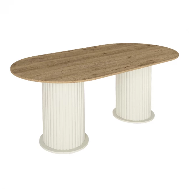 Τραπέζι Bohema Megapap χρώμα ivory - sepet oak 180x90x77,7εκ. Τραπέζι Bohema Megapap χρώμα ivory - sepet oak 180x90x77,7εκ.