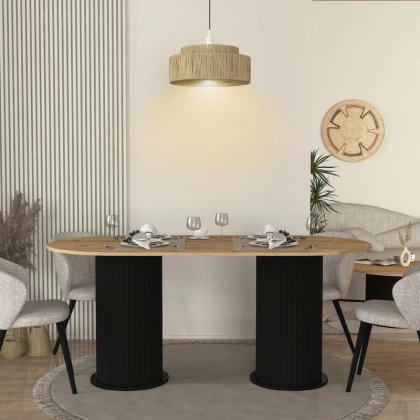 Τραπέζι Bohema Megapap χρώμα μαύρο - sepet oak 180x90x77,7εκ.