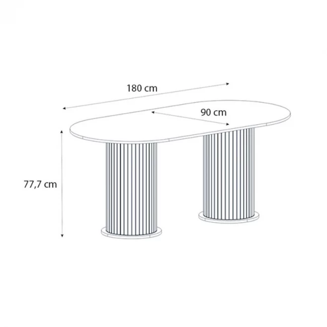 Τραπέζι Bohema Megapap χρώμα μαύρο - sepet oak 180x90x77,7εκ.
