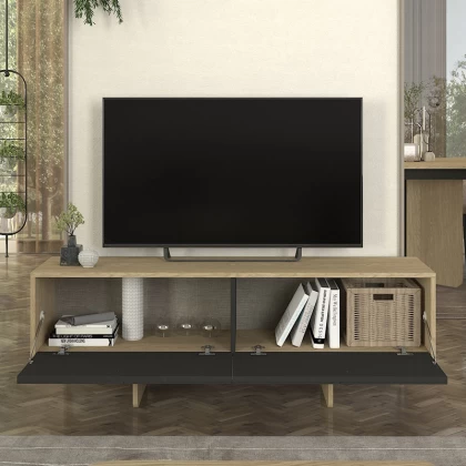 Έπιπλο τηλεόρασης Lava Megapap χρώμα rota oak - ανθρακί 150x35x51,3εκ. Έπιπλο τηλεόρασης Lava Megapap χρώμα rota oak - ανθρακί 150x35x51,3εκ.