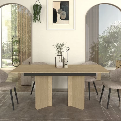 Τραπέζι Lava Megapap χρώμα rota oak - ανθρακί 180x90x76,8εκ. Τραπέζι Lava Megapap χρώμα rota oak - ανθρακί 180x90x76,8εκ.