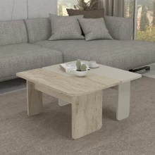 Τραπεζάκι σαλονιού σετ 2τμχ Sevilla Megapap χρώμα sandstone - travertine 75x75x37,4εκ.