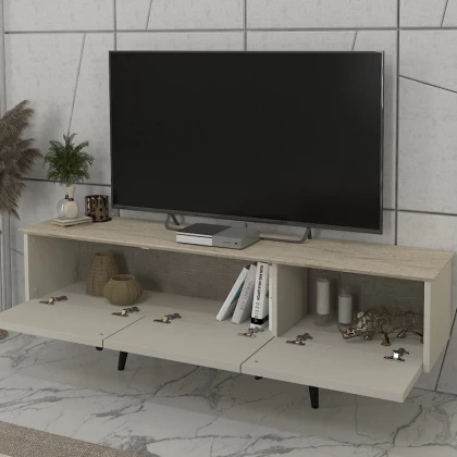 Έπιπλο τηλεόρασης Sevilla Megapap χρώμα sandstone - travertine 150x35x45,6εκ. Έπιπλο τηλεόρασης Sevilla Megapap χρώμα sandstone - travertine 150x35x45,6εκ.