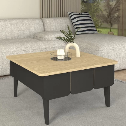 Τραπεζάκι σαλονιού Pedro Megapap χρώμα ανθρακί - rota oak 73,2x73,2x38,6εκ. Τραπεζάκι σαλονιού Pedro Megapap χρώμα ανθρακί - rota oak 73,2x73,2x38,6εκ.
