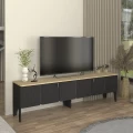 Έπιπλο τηλεόρασης Pedro Megapap χρώμα ανθρακί - rota oak 180x35x50,7εκ.