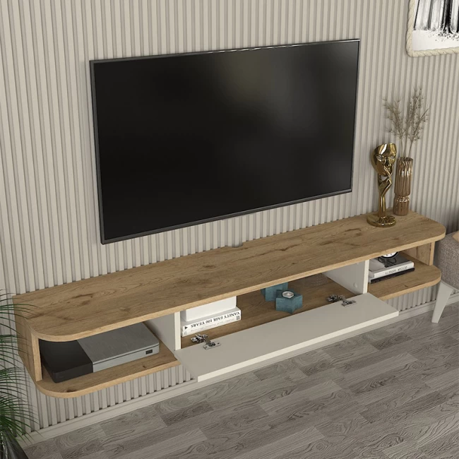 Έπιπλο τηλεόρασης επιτοίχιο Cross Megapap με LED χρώμα sepet oak - sandstone 150x29,6x19,2εκ. Έπιπλο τηλεόρασης επιτοίχιο Cross Megapap με LED χρώμα sepet oak - sandstone 150x29,6x19,2εκ.