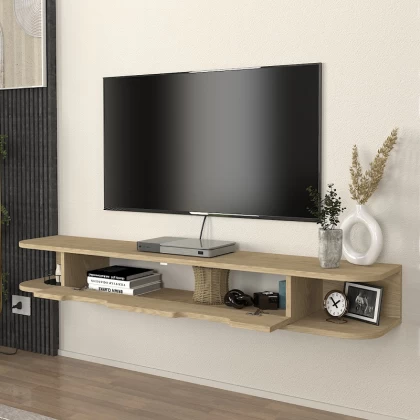 Έπιπλο τηλεόρασης επιτοίχιο Noland Megapap με LED χρώμα rota oak 150x35x19,2εκ. Έπιπλο τηλεόρασης επιτοίχιο Noland Megapap με LED χρώμα rota oak 150x35x19,2εκ.