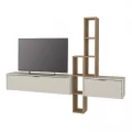 Σύνθεση τηλεόρασης επιτοίχια Edgar χρώμα sandstone - sepet oak 198,4x29,6x148,5εκ.