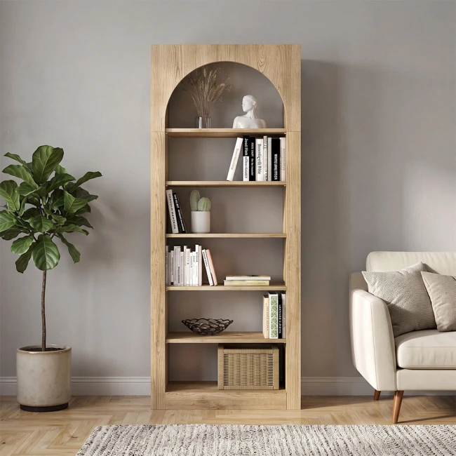 Βιβλιοθήκη Voila Megapap χρώμα sepet oak 74x35x180εκ.