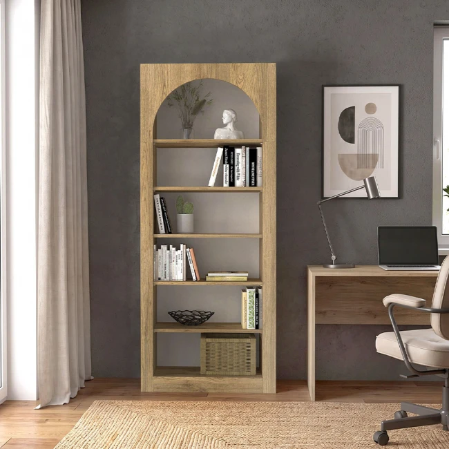 Βιβλιοθήκη Voila Megapap χρώμα sepet oak 74x35x180εκ.