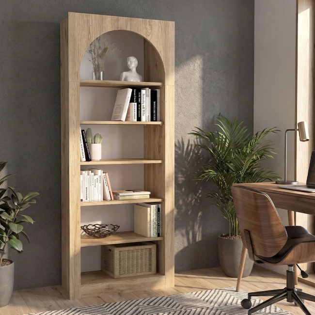 Βιβλιοθήκη Voila Megapap χρώμα sepet oak 74x35x180εκ.
