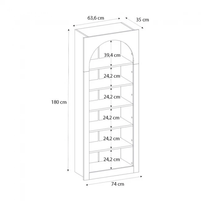 Βιβλιοθήκη Voila Megapap χρώμα sepet oak 74x35x180εκ.