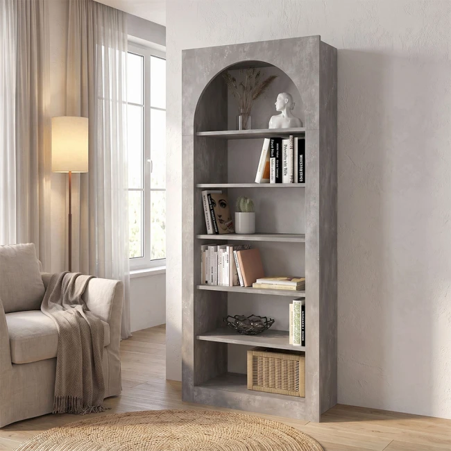 Βιβλιοθήκη Voila Megapap χρώμα γκρι σκυροδέματος 74x35x180εκ.
