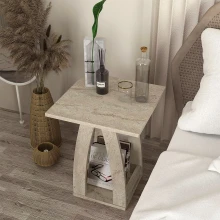 Τραπεζάκι βοηθητικό - Κομοδίνο Deros Megapap χρώμα travertine 45x45x56εκ.