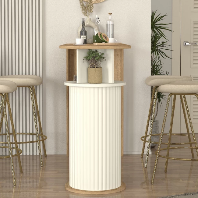 Τραπέζι μπαρ Bohema Megapap χρώμα sepet oak - ivory 150x51,6x101,8εκ. Τραπέζι μπαρ Bohema Megapap χρώμα sepet oak - ivory 150x51,6x101,8εκ.