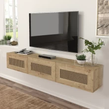Έπιπλο τηλεόρασης επιτοίχιο Samuel Megapap χρώμα sapphire oak 180x31,4x28,6εκ.