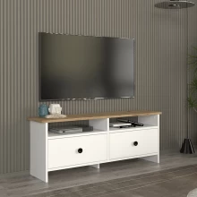 Έπιπλο τηλεόρασης Gradias Megapap χρώμα λευκό - sapphire oak 120x29,6x46,8εκ.