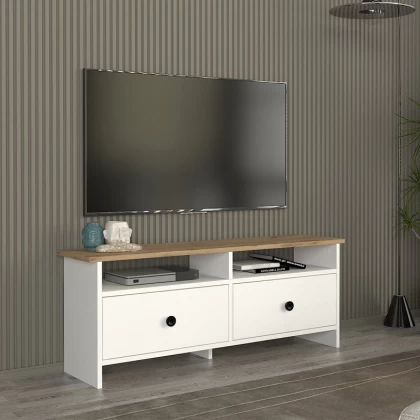 Έπιπλο τηλεόρασης Gradias Megapap χρώμα λευκό - sapphire oak 120x29,6x46,8εκ. Έπιπλο τηλεόρασης Gradias Megapap χρώμα λευκό - sapphire oak 120x29,6x46,8εκ.