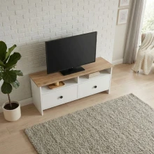 Έπιπλο τηλεόρασης Gradias Megapap χρώμα λευκό - sapphire oak 120x29,6x46,8εκ.