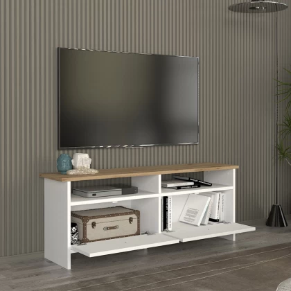 Έπιπλο τηλεόρασης Gradias Megapap χρώμα λευκό - sapphire oak 120x29,6x46,8εκ. Έπιπλο τηλεόρασης Gradias Megapap χρώμα λευκό - sapphire oak 120x29,6x46,8εκ.