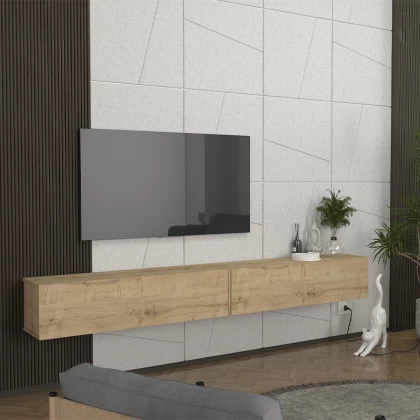 Έπιπλο τηλεόρασης επιτοίχιο Espanse Megapap χρώμα sapphire oak 241,8x31,7x30εκ. Έπιπλο τηλεόρασης επιτοίχιο Espanse Megapap χρώμα sapphire oak 241,8x31,7x30εκ.