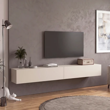 Έπιπλο τηλεόρασης επιτοίχιο Espanse Megapap χρώμα sandstone 241,8x31,7x30εκ.