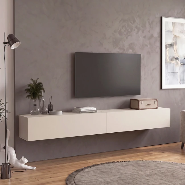 Έπιπλο τηλεόρασης επιτοίχιο Espanse Megapap χρώμα sandstone 241,8x31,7x30εκ.